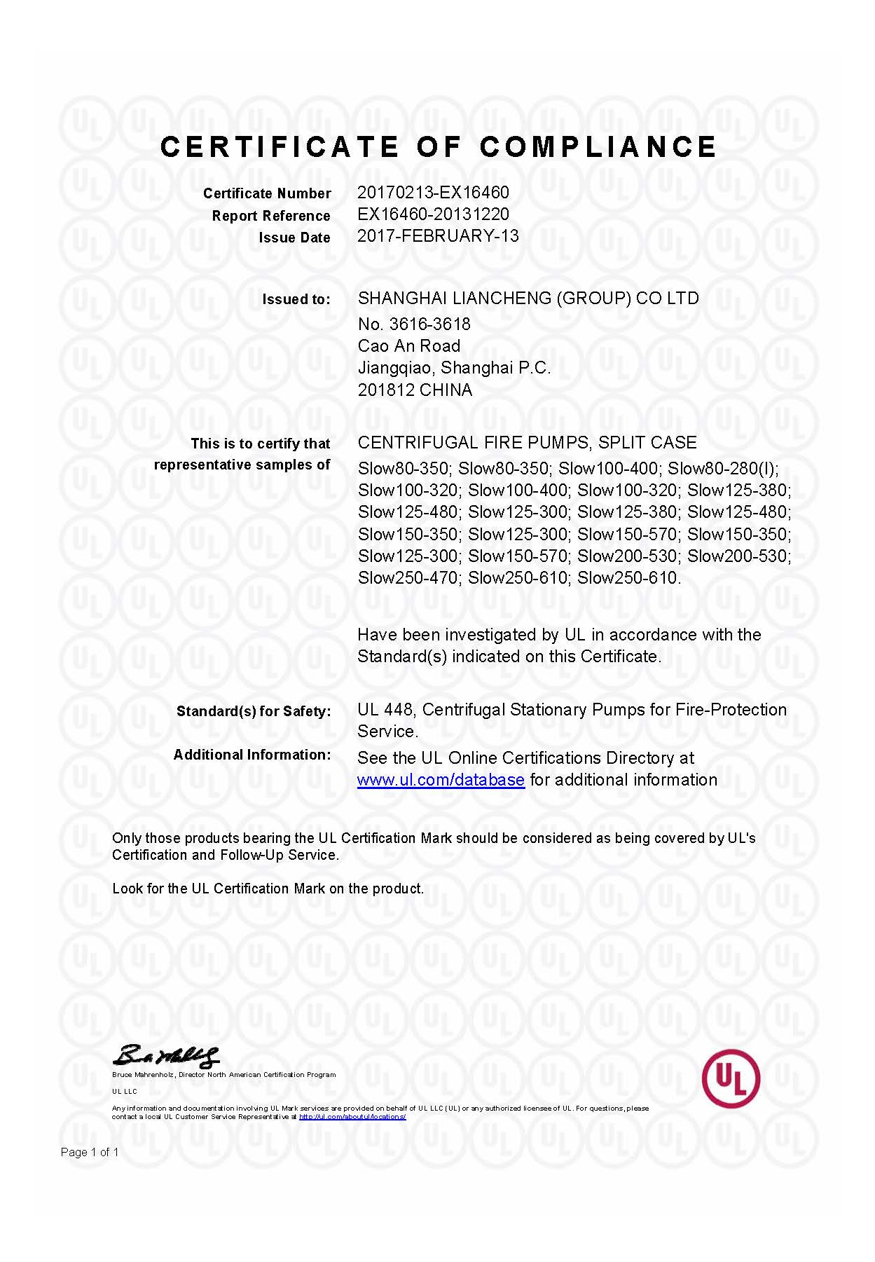 UL-certificaat van overeenstemming